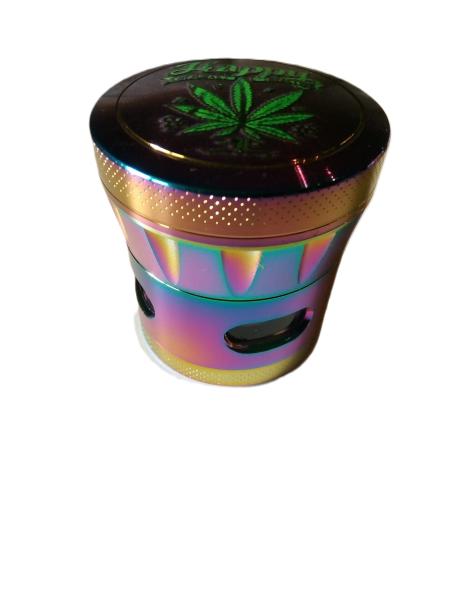 Grinder Metal Skulls/Leaves 4 tlg. Ø43mm mit Hanfblatt und Blumenranken